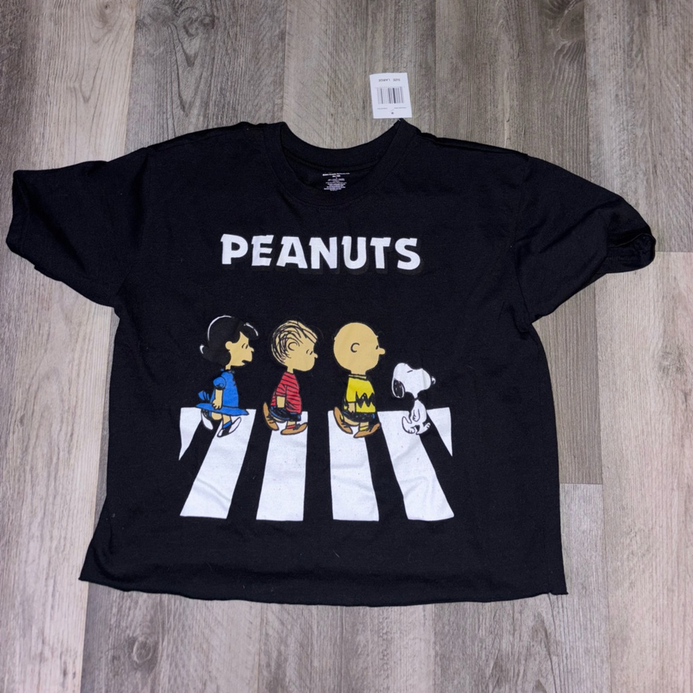 Peanuts Black Short Sleeve Tee with Iconic Graphic